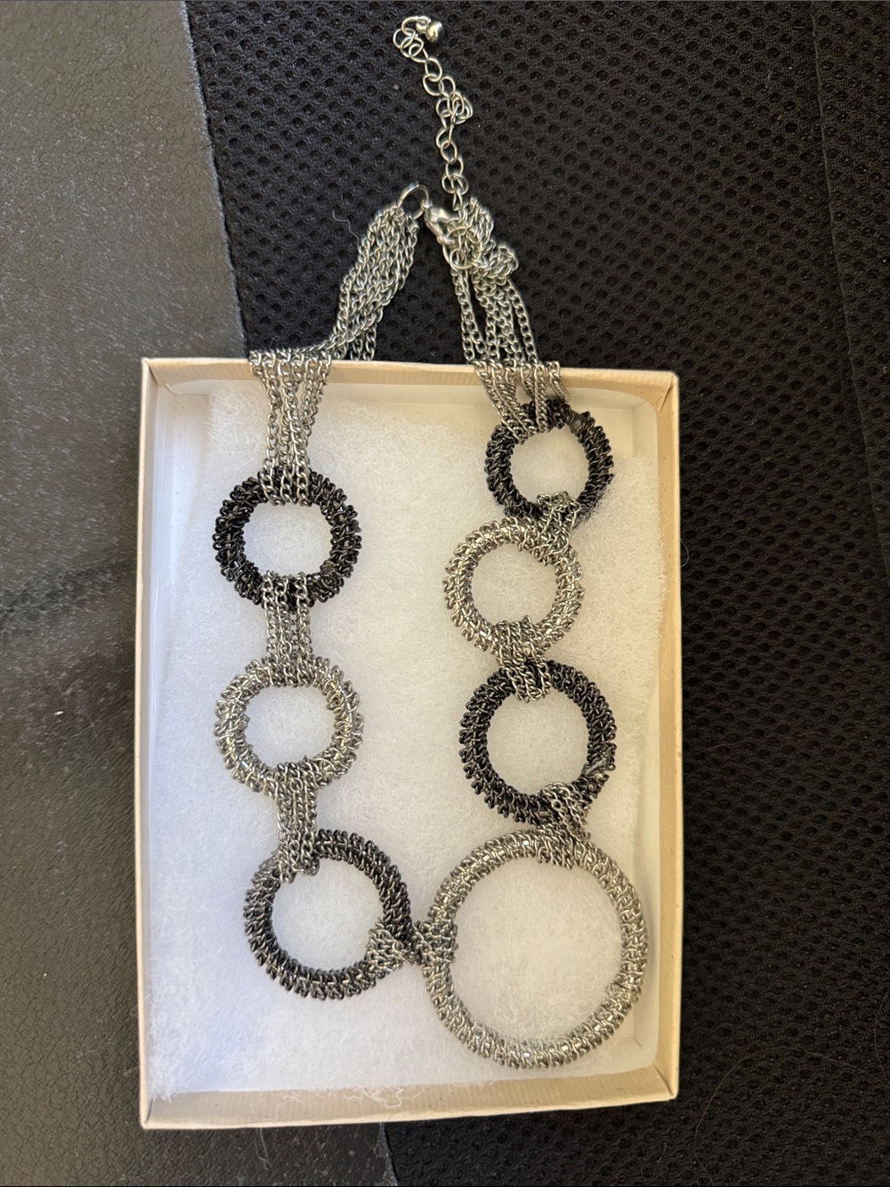 Statement Two-Tone Chain Link Necklace - Silver & Black